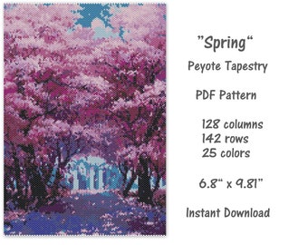 Spring Peyote Tapestry PDF Pattern, Peyote Tapestry Pattern, seed bead pattern, Peyote PDF pattern, mi