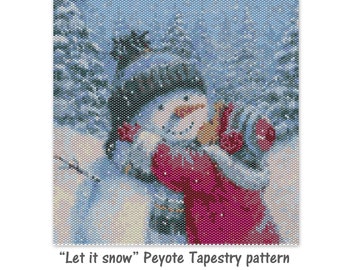 Let it Snow Peyote PDF Pattern, Peyote Tapestry Pattern, seed bead pattern, Peyote PDF pattern, miyuki delica pattern