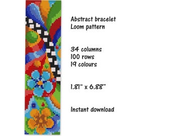 Abstract Loom Bracelet pattern, Loom stitch bracelet pattern, seed bead pattern, Loom PDF pattern, miyuki delica pattern