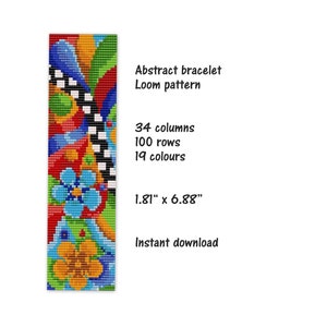 Abstract Loom Bracelet pattern, Loom stitch bracelet pattern, seed bead pattern, Loom PDF pattern, miyuki delica pattern