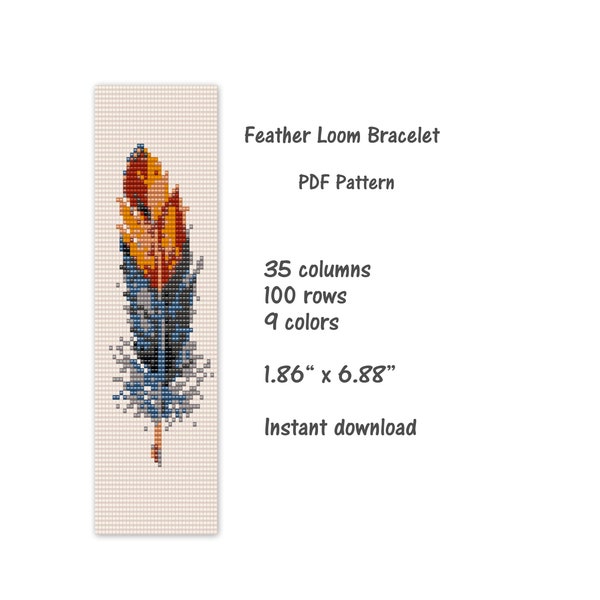 Feder Loom Armband Muster, Loom Stitch Armband Muster, Rocailles Perlen Muster, Loom PDF Muster, Miyuki Delica Muster