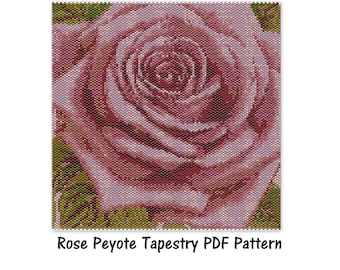 Rose Peyote Tapestry Muster, Peyote Tapestry Muster, Rocailles Muster, Peyote PDF Muster, Miyuki Delica Muster