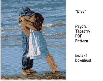 Kiss Peyote Tapestry PDF Pattern, Peyote Tapestry Pattern, seed bead pattern, Peyote PDF pattern, miyuki delica pattern