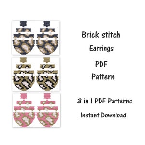 Summer Brick stitch earrings pattern, Brick stitch pattern earrings, Beaded earrings, seed bead pattern, PDF , miyuki delica pattern