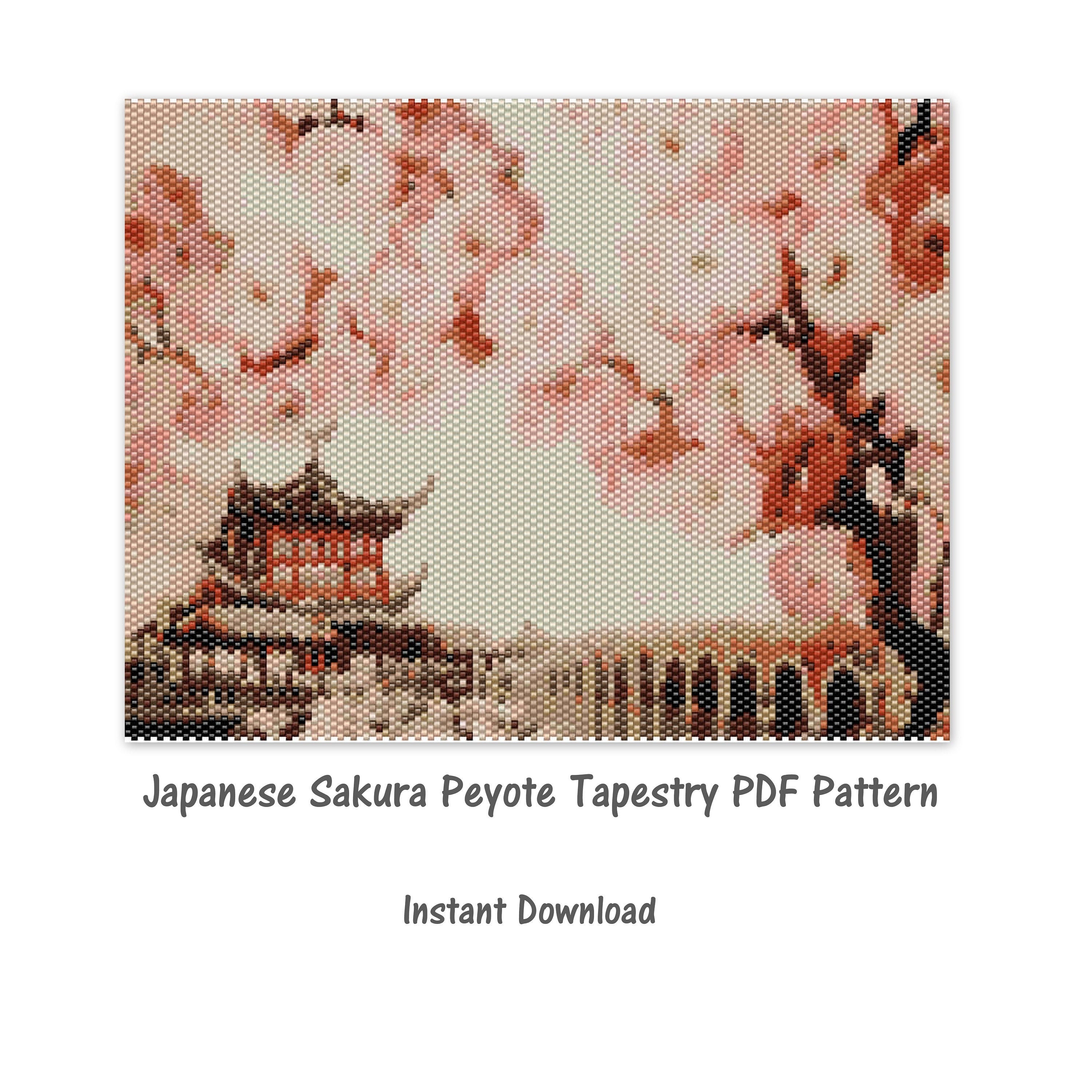 Japanese Sakura Peyote Tapestry Pattern Peyote Tapestry Pattern seed bead pattern Peyote PDF pattern miyuki delica pattern
