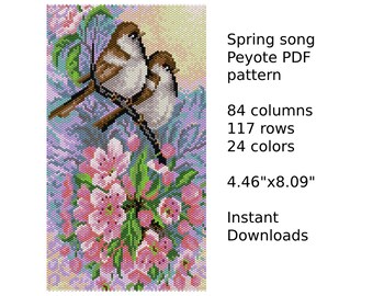 Spring song Peyote Tapestry PDF Pattern, Peyote Tapestry Pattern, seed bead pattern, Peyote PDF pattern, miyuki delica pattern