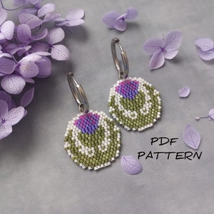 Scottish thistle brick stitch earrings PDF pattern