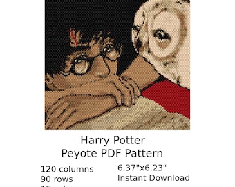 Harry Pottern Peyote Tapestry Pattern, Peyote Tapestry Pattern, seed bead pattern, Peyote PDF pattern, miyuki delica pattern