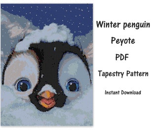 Winter Penguin Peyote Tapestry PDF Pattern, Peyote Tapestry Pattern, seed bead pattern, Peyote PDF pattern, miyuki delica pattern