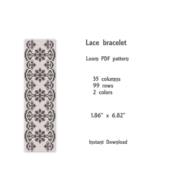 Lace Loom bracelet pattern, Loom stitch bracelet pattern, seed bead pattern, Loom PDF pattern, miyuki delica pattern