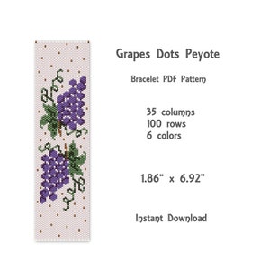 Grapes Dots Peyote Bracelet Pattern, Peyote stitch bracelet pattern, seed bead pattern,  Peyote PDF pattern,  miyuki delica pattern