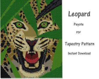 Leopard Peyote Tapestry PDF Pattern, Peyote Tapestry Pattern, seed bead pattern, Peyote PDF pattern, miyuki delica pattern