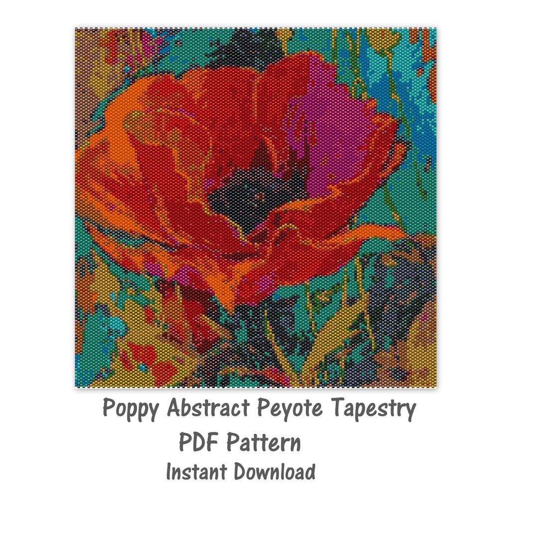 Poppy Abstract Peyote Tapestry Pattern, Peyote Tapestry Pattern, Seed ...