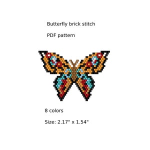 Brick Stitch Butterfly Pattern,  Beaded butterfly , seed bead pattern, PDF , miyuki delica pattern