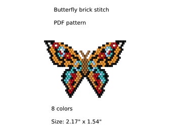 Brick Stitch Butterfly Pattern,  Beaded butterfly , seed bead pattern, PDF , miyuki delica pattern