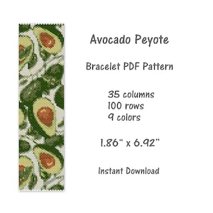 Avocado Peyote Bracelet pattern, Peyote stitch bracelet pattern, seed bead pattern,  Peyote PDF pattern,  miyuki delica pattern