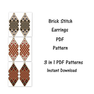 Net brick stitch earrings Pattern, Brick stitch pattern earrings, Beaded earrings, seed bead pattern, PDF , miyuki delica pattern