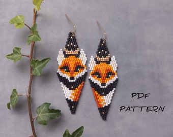 Pendientes de puntada ladrillo Foxy queen Patrón PDF