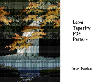 Japanskt vattenfall Akame Loom-gobelängmönster, Loom-gobelängmönster, pärlmönster, Loom PDF-mönster, Miyuki Delica-mönster