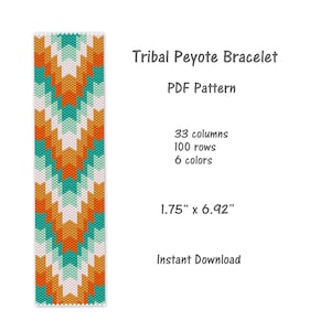 Tribal Peyote Bracelet pattern, Peyote stitch bracelet pattern, seed bead pattern,  Peyote PDF pattern,  miyuki delica pattern