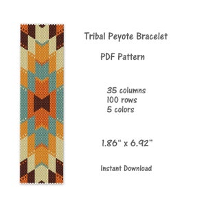 Geometric Peyote Bracelet Pattern, Peyote stitch bracelet pattern, seed bead pattern, Peyote PDF pattern, miyuki delica pattern