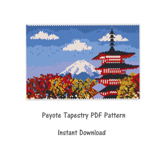Japanese Landscape Peyote Tapestry Pattern Peyote Tapestry Pattern Seed Bead Pattern Peyote PDF Pattern Miyuki Delica Pattern Etsy