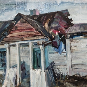 Architecture original oil painting | old house | abstract modern painting | &quot;Old house. Goshcha&quot; 30x40 cm | oil on stretched canvas