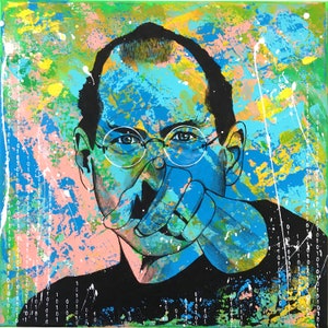 Retrato de Steve Jobs para su interior Pintura acrílica para la oficina o el hogar Imagen artística para un interior elegante para regalo para cualquier persona Lienzo de pared