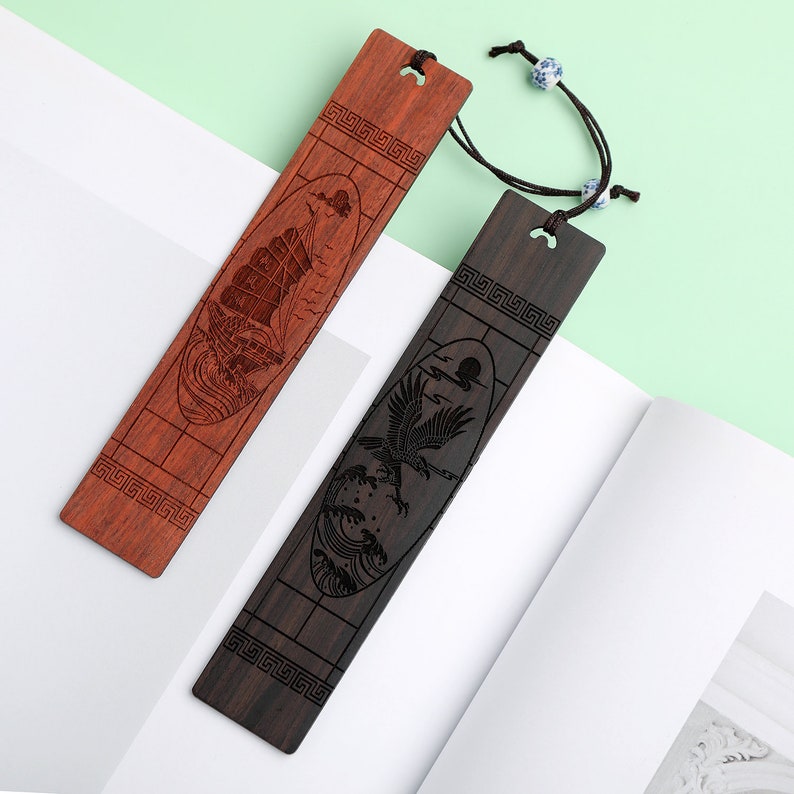 Bookmarks Handmade Carving Natural Wood Bookmark 1 Set of 2 Etsy