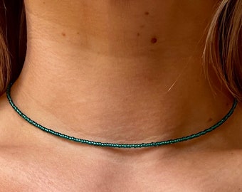 Green Choker, Dainty Beaded Choker Necklace, Choker Necklace, Perfect Gift For Her, Fall Jewelry, Choker Necklace For Women, free ship