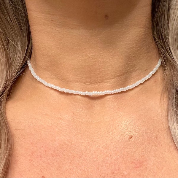 White Choker, Dainty Beaded Choker Necklace, Pearl White Choker Necklace, Pearly Choker Necklace, Perfect Gift For Her, Necklace For Women