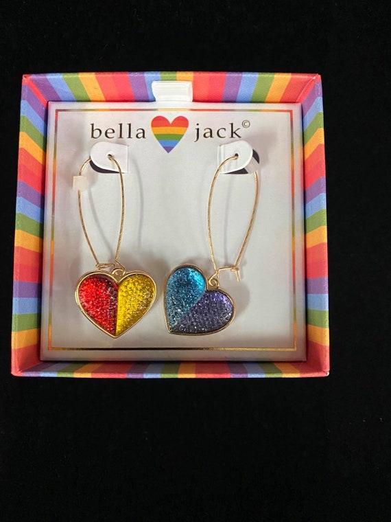 Bella Jack Earrings LOVE IS LOVE Heart Dangle | Etsy