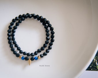 Pulsera de ágata y cianita: joyería de cristal curativo unisex