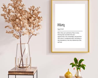 Definicja Rizqa | Drukowana grafika ścienna | Pobieranie cyfrowe | Cytaty o odporności | Cytaty motywacyjne | Inspirująca sztuka ścienna | Druki biurowe