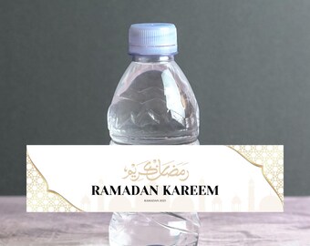 Etykiety na butelki z wodą Ramadan | Edytowalny szablon do wydrukowania | Dekoracje Przyjęć Uroczystości Ramadan | Impreza Iftar | Tag upominkowy świętuj Eid