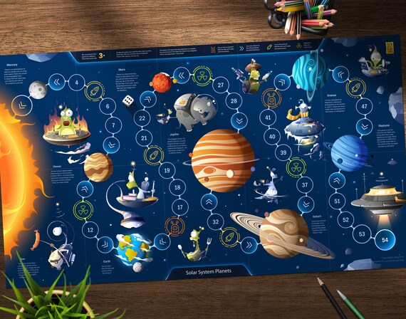 Solar System Planets Children Kid Child Diy Printable Educational Tabletop Board Game Space Pdf