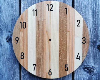 Handmade Wooden Wall Clock, Laser engraved clock, Silent Clock for Wall,