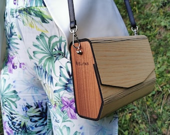 Wooden and Leather Shoulder Bag • Ash and Walnut Purse