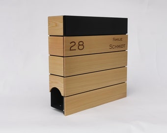 Larch wooden mailbox modern personalized wall mounting Briefkasten