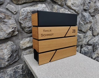 Wooden mailbox modern personalized wall mounting Briefkasten