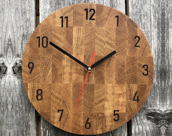 Oak Wood Wall Clock, Solid Wooden Timepiece, Wall Mounted, Large Home Decor, Silent Clock for Wall, Modern Design, Minimalist Clock