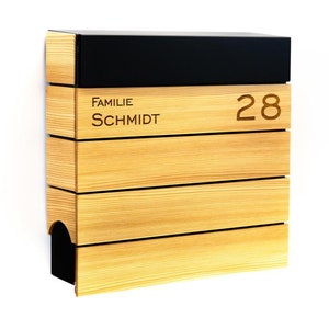 Larch wooden mailbox modern personalized wall mounting Briefkasten