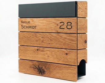 Altholz Oak Wooden Mailbox – Rustic Personalized Briefkasten – Modern Wall Mounted