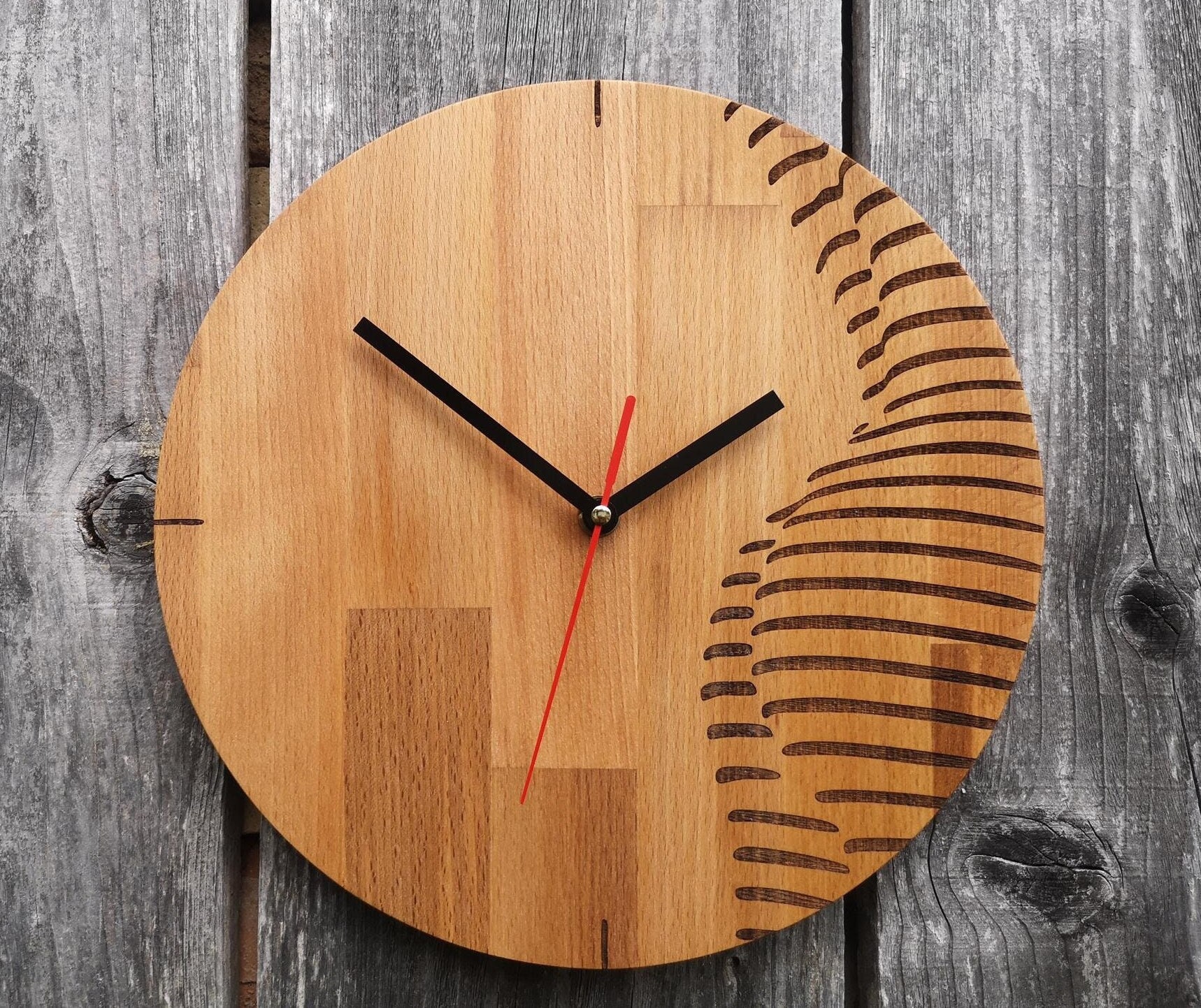 Handmade Wooden Wall Clock, Laser Engraved Clock, Silent Clock for Wall -  Etsy, image size:1718x1443