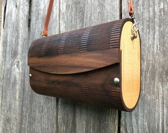 Wooden bag leather wood bag Leather handbag Leather crossbody bag Small wooden bag Woman's purse