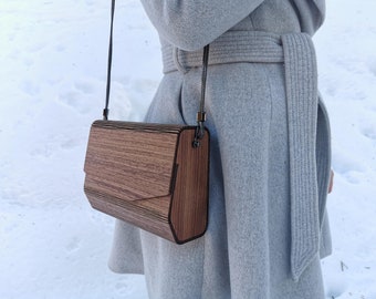 American Walnut Wooden Bag, Lightweight Magnetic Closure