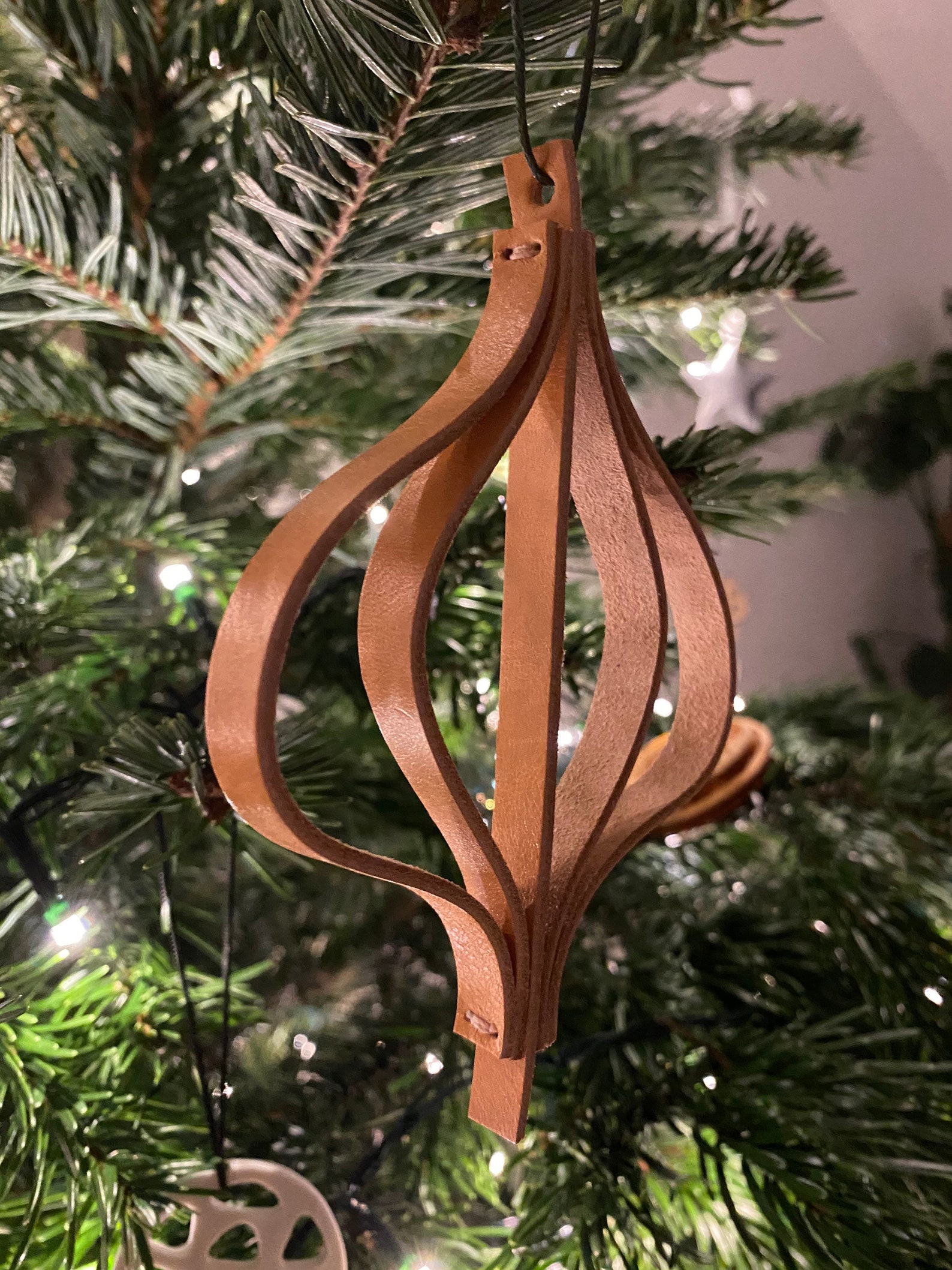 Christmas Tree Decorations Handmade Leather Set of 3 - Etsy UK