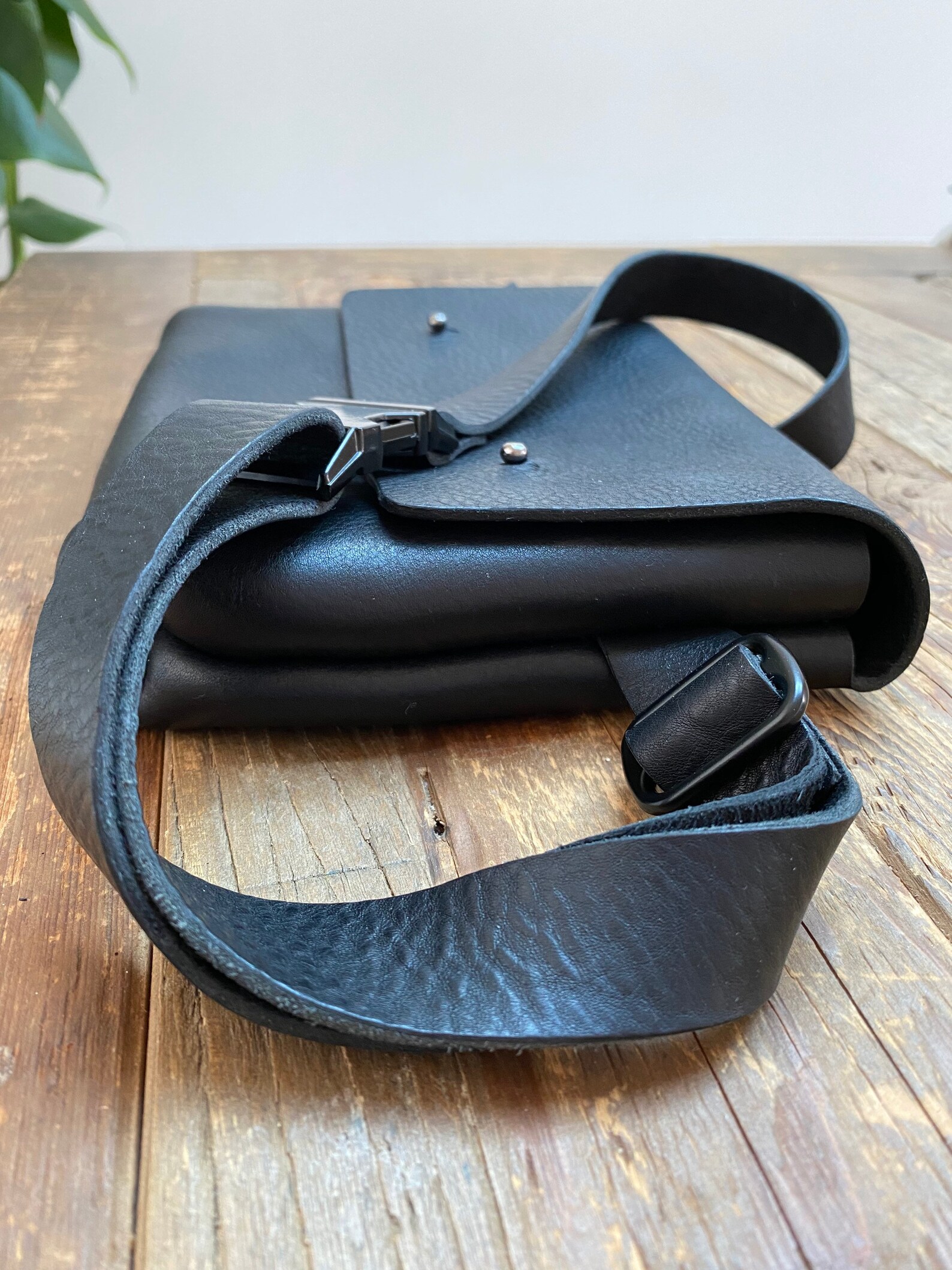 Black Leather Belt Bag Handmade Etsy Denmark