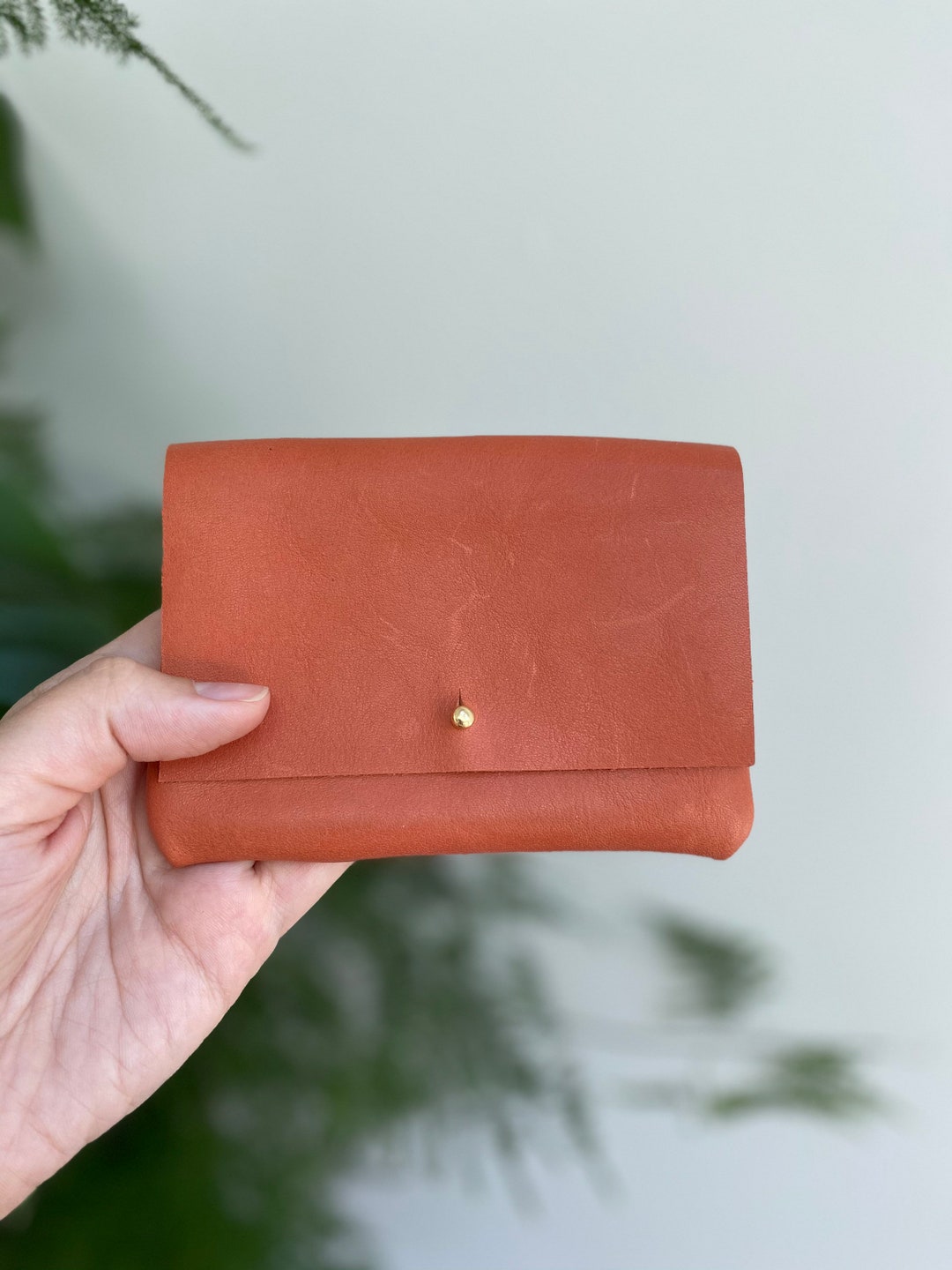 Medium Orange Leather Purse Handmade Etsy