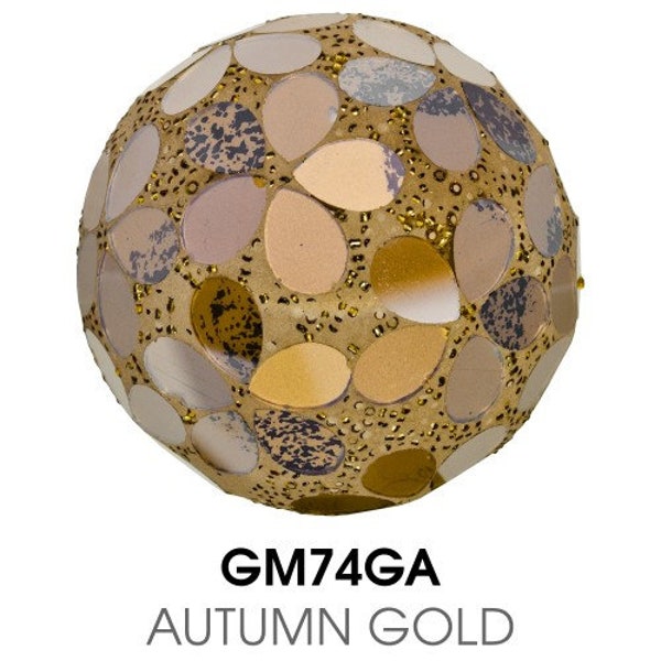 Boule décorative Mosaic Autumn Gold Flower Tile, 8,5 cm, tons neutres, à ajouter à un bol ou un plateau pour obtenir la touche finale !